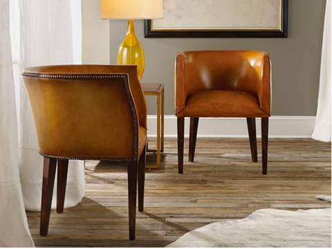 Continental Leather Barrel Chair/ Modern History - Retail $2,994.00