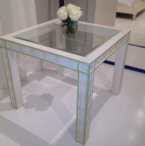 Corolla Game Table in Powdered Sugar with Key Lime Pie Accent - Retail $2,850.00