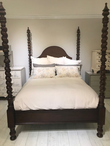 Catalina Poster Queen Bed in Carmel Chew - Retail $6,936.00