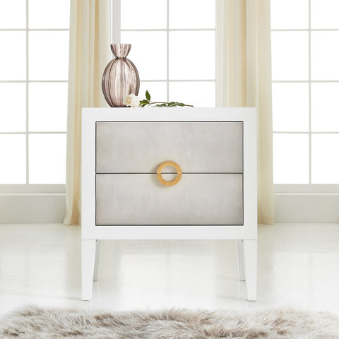 Retro Shagreen Nightstand in Sea Foam Grey - Retail $2,394.00